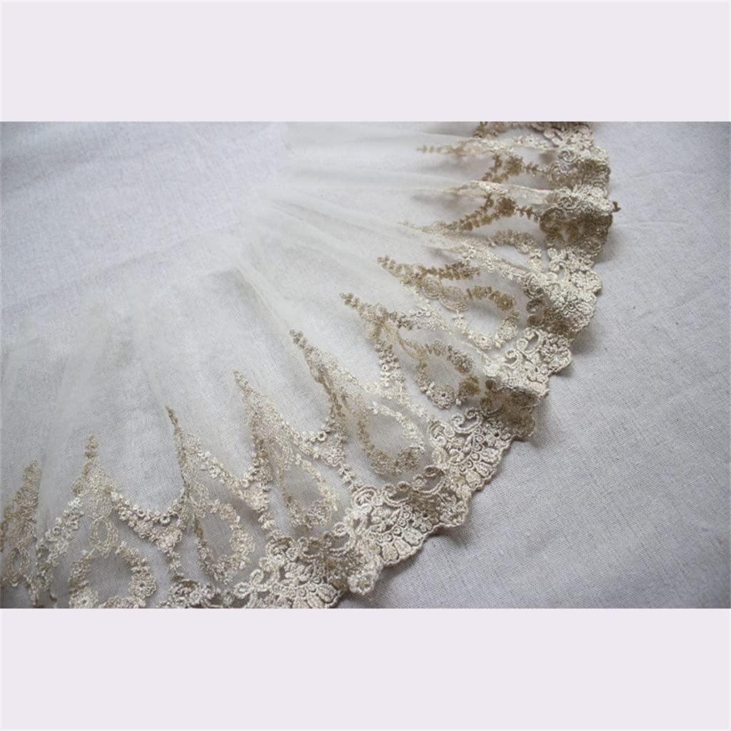 Générique Tulle Dentelle Tissu Paillettes Fil d'or Broderie Frange Ruban Bricolage Robe De Mariée Vêtements Rideaux Couture Décor (Couleur : Blanc, Taille : 20CM) (Blanc 20CM)