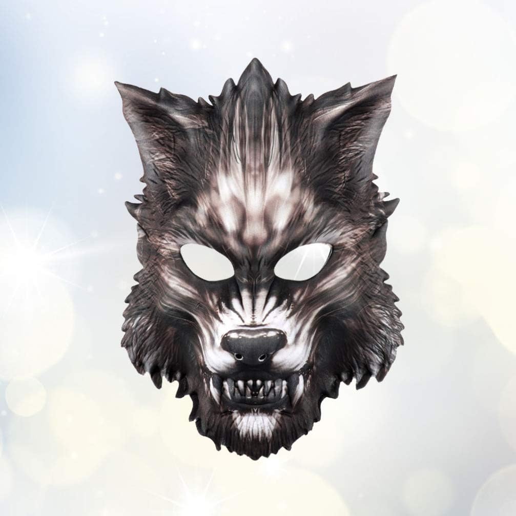Halloween Wolf Half Face Werewolf Cosplay EVA Simulation Lifelike Vivid Animal Party Supplies for Carnival Halloween : Sports & Outdoors
