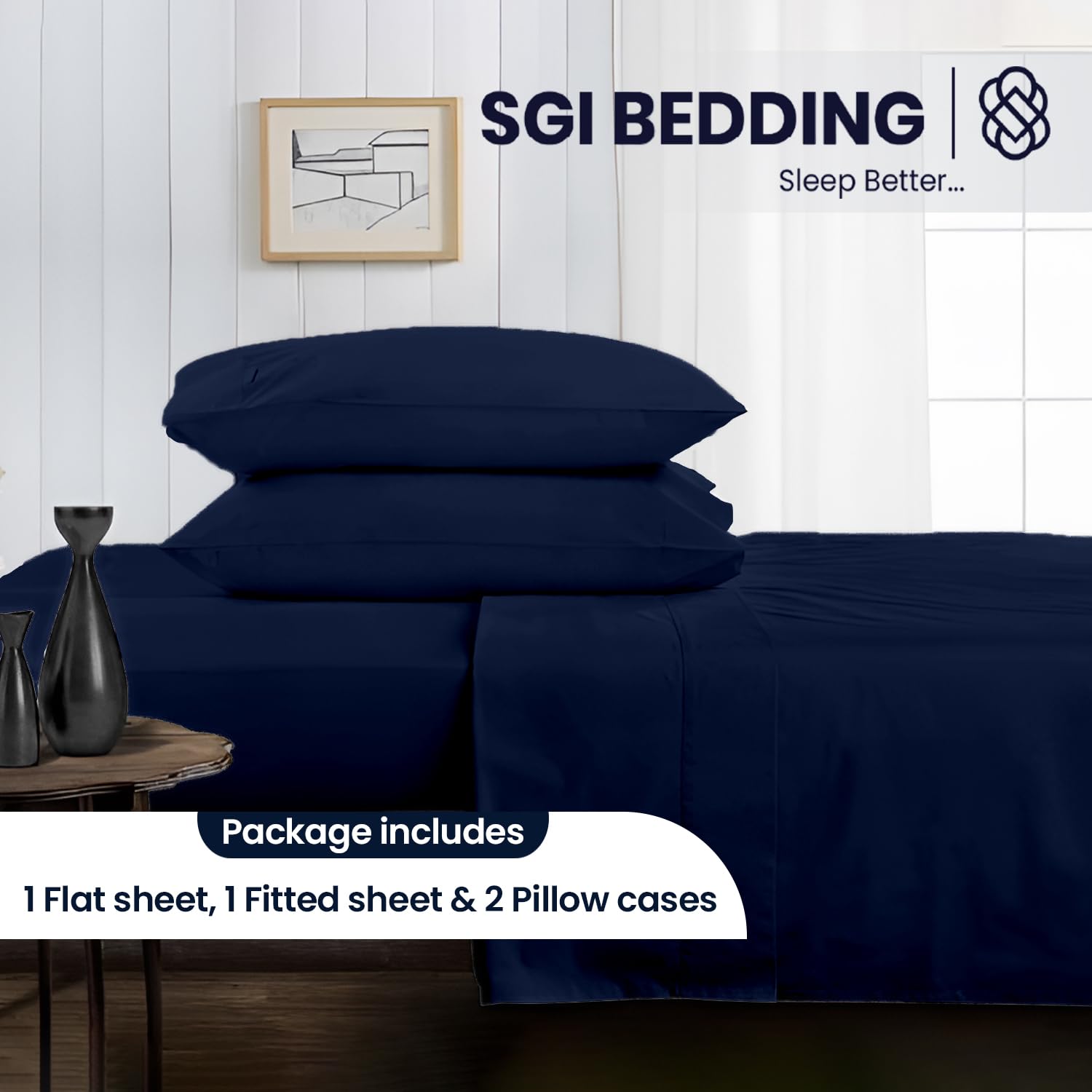 SGI bedding 600 Thread Count 4 Piece 100% Egyptian Cotton Twin Size Sheets Set, 15