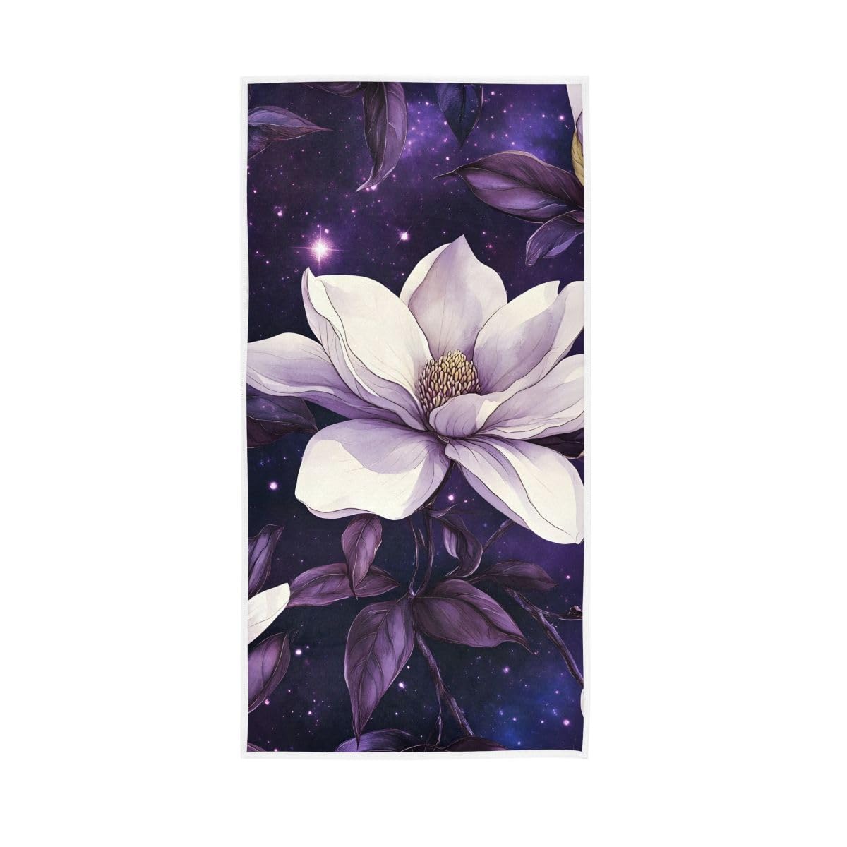 LSRCPD Flowers Leaves Purple Galaxy Hand Towels Soft Washcloths Bathroom Towel 15 x 30 Inch