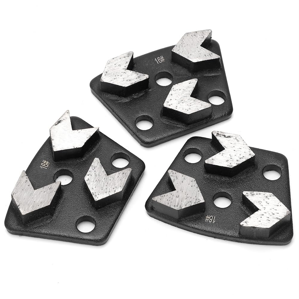 Jnchdghwa As Shown 3Pcs 16 Trapezoid Polishing Stone Grinder 3Pcs 16 Grinding Shoes Trapezoid Cutting Tool Grinder Set Concrete Grinding Shoes Cutting Tool Disk Set