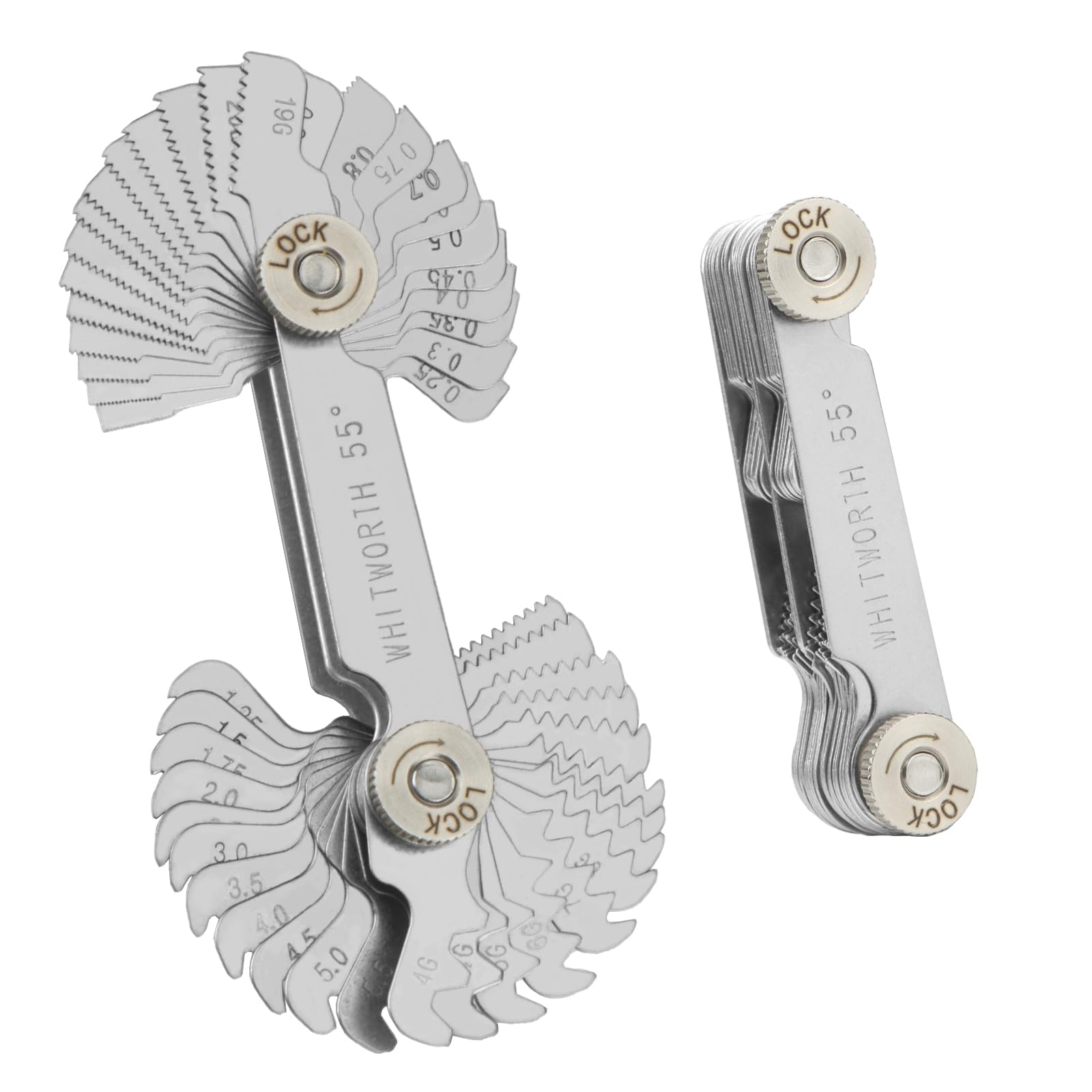 Misuratore di Filettatura 52 Pezzi Calibro a Tappo Filettato Acciaio Inossidabile Metriche 60° Whitworth 55°