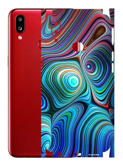 Image of AtOdds - Samsung Galaxy A10s Mobile Back Skin Sticker - Lamination - Rear Screen Guard Protector Film Wrap (Coverage - Back+Camera+Sides) (Design - Water Paint)