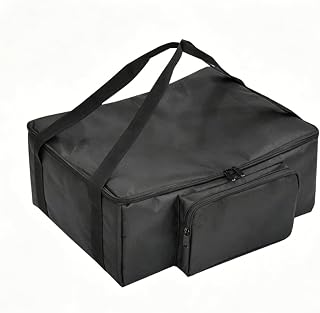 Portable Printer Case Bag Carrier Tote With Padded Lining Zippered Main Compartment Front Accessory Pocket Handles For office travel home storage, Array, Black