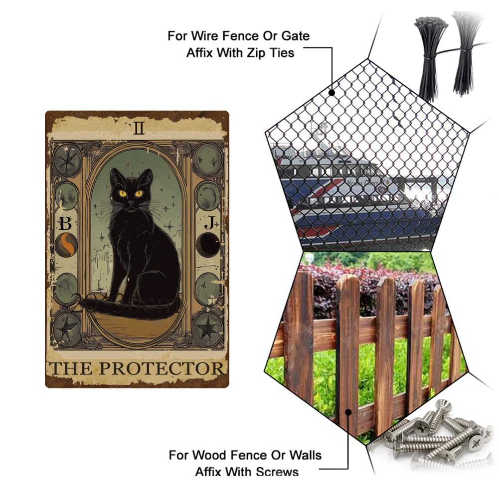 SUPERDANT Black Cat Metal Signs Tarot Card Tin Signs Cat Wall Plaques Halloween Poster Art for Bar Cafe Playroom Man Cave Home Retro Wall Art Vintage Decor - Image 4