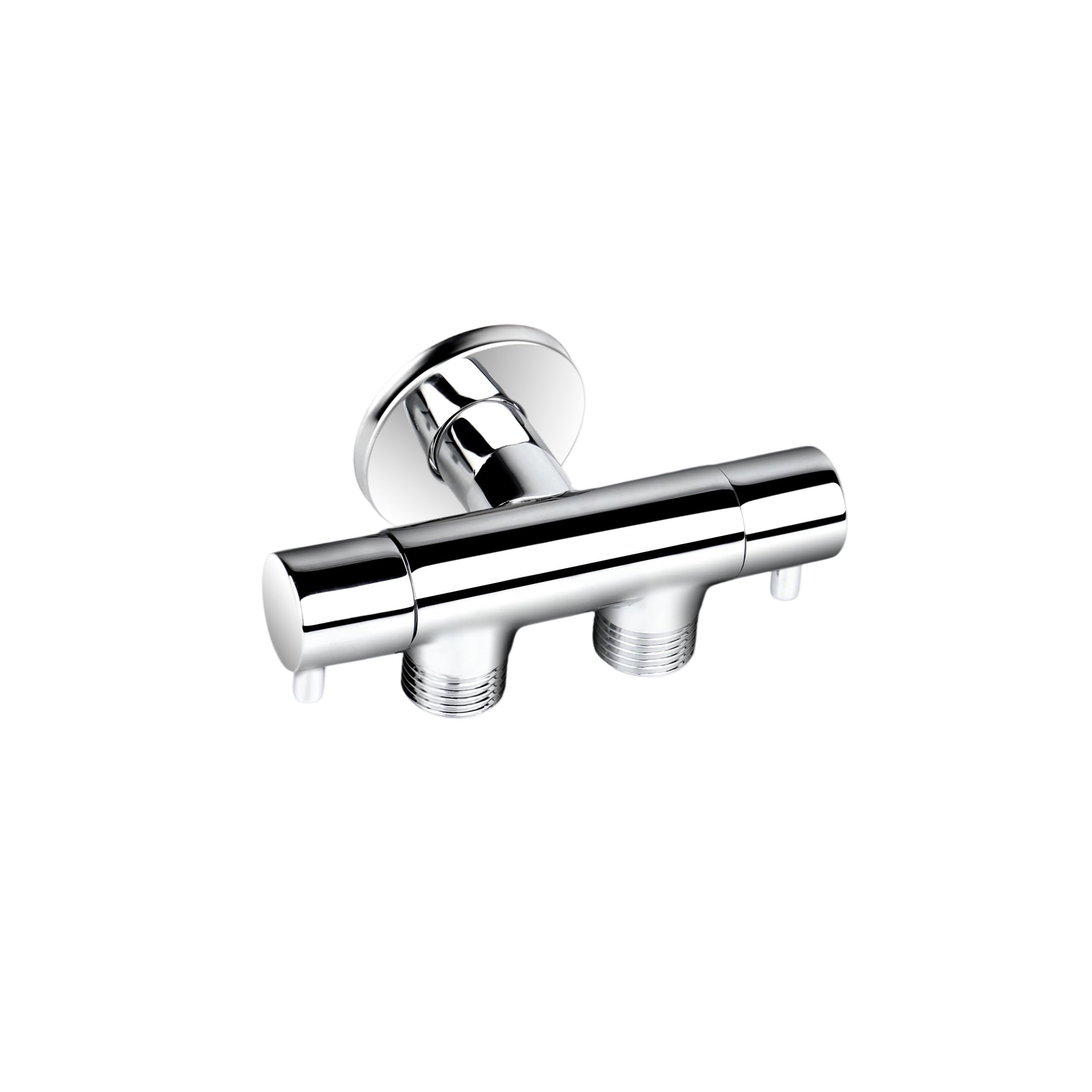 AquaUno Doppel Eckventil 1/2 x 1/2 x 1/2 - Messing - 2 Geräte - kein Verklemmen - Warm- Kaltwasser - WC Spülmaschine
