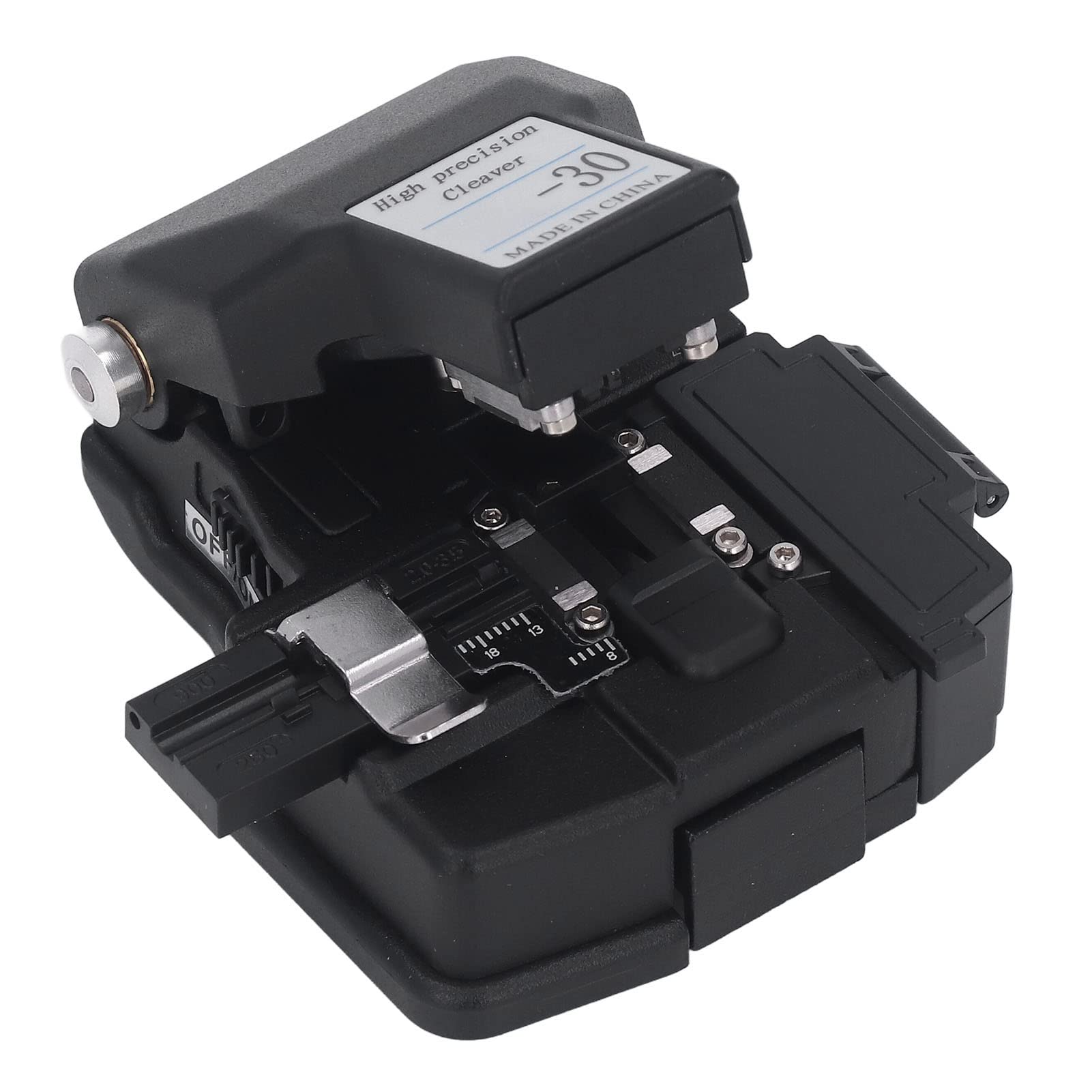 – Fiber Optic Cleaver, 3 in 1 Fixture Automatic Knife Return 16 Cutting End Faces Tungsten Steel Blade High Precise Cutting Machine with Hex Wrench & Storage Box