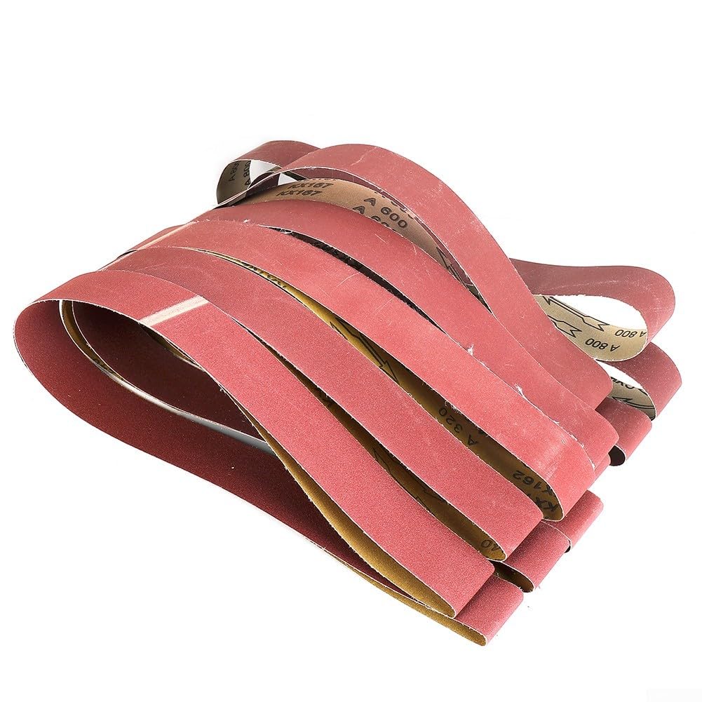 Set di 6 nastri abrasivi per levigatrici a nastro da 2 "x 72" grana in ossido di alluminio 180 240 320 400 600 800 con rivestimento uniforme e durata