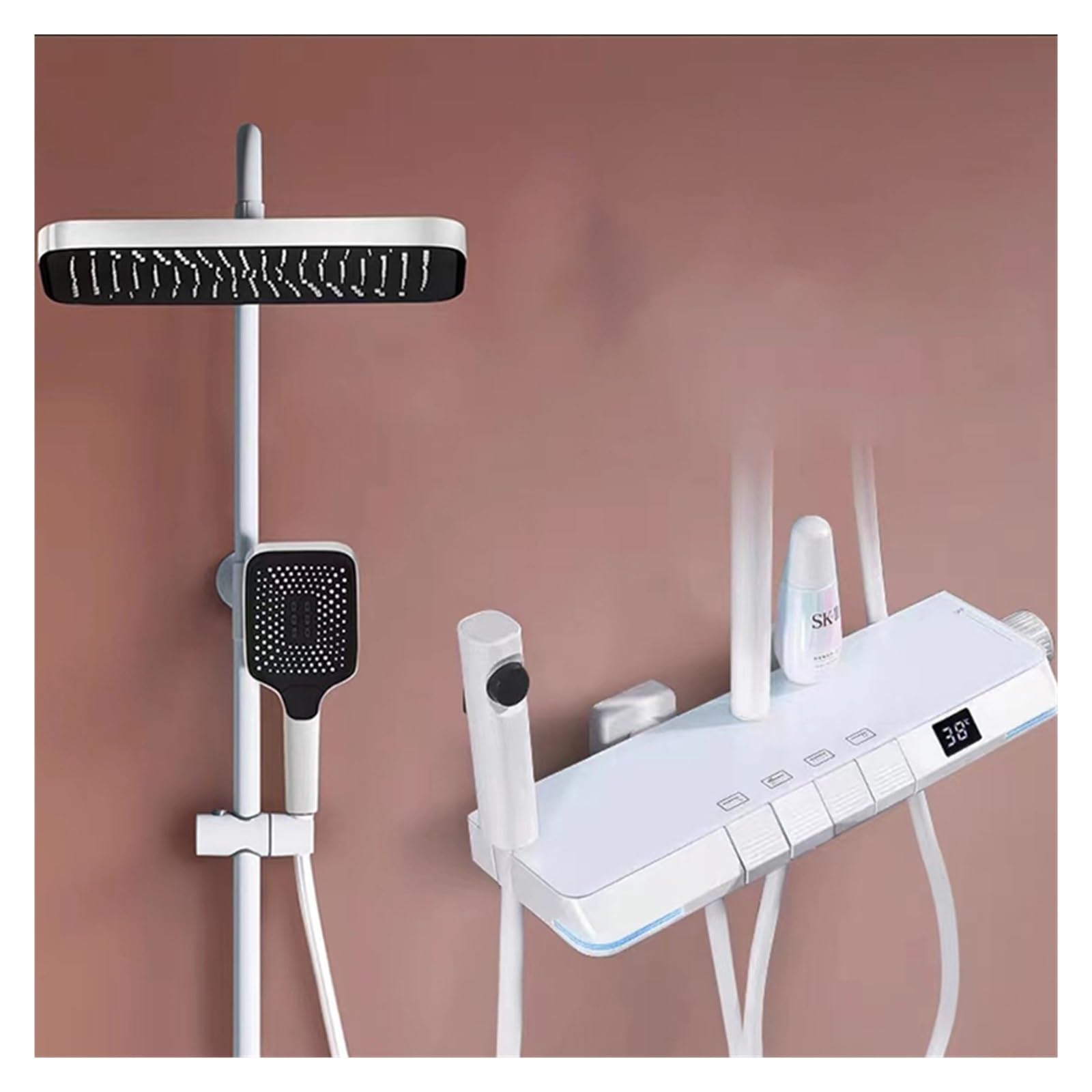 Rubinetto del Doccia for Bagno Digitale a LED ， Rubinetti for Bagno a Cascata a Parete ， Set Doccia Digitale for soffione a Pioggia(0522B-hot Cold-White)