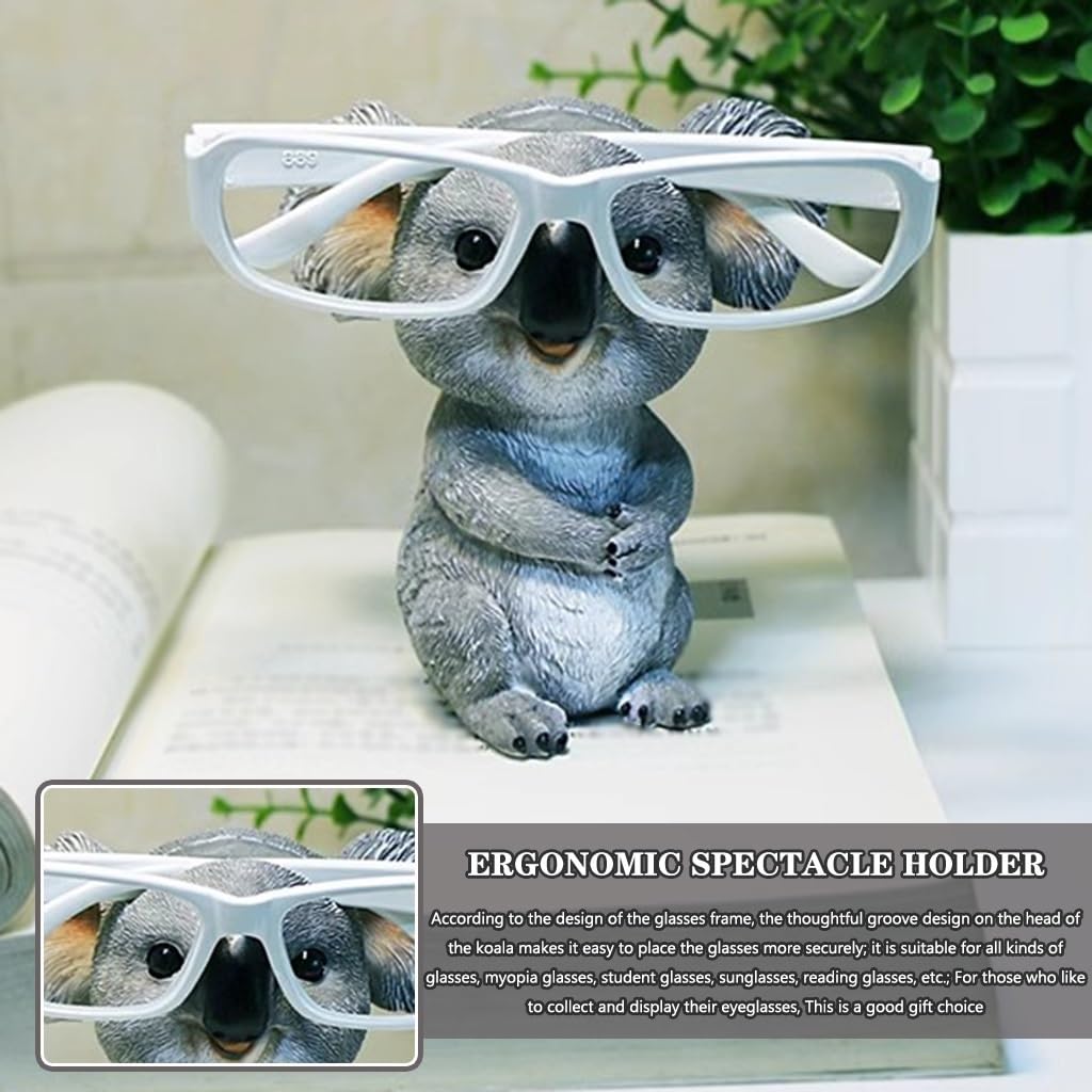 Generico Supporto per occhiali con animali , supporto per occhiali Koala - Supporto per occhiali con animali ,Porta occhiali in resina per occhiali da lettura, occhiali da sole