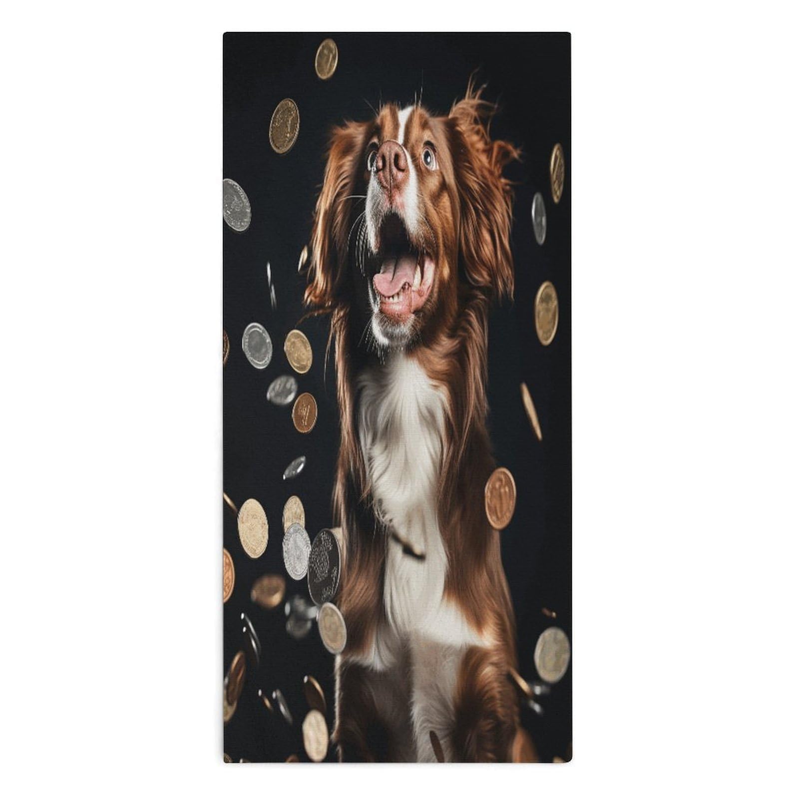 Btcowzrv Style A Dog And Coins Bath Towel Beach Towels Shower Towel