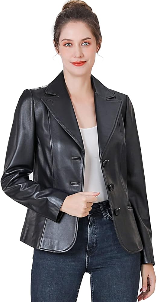 Petite leather blazer jacket Outlet