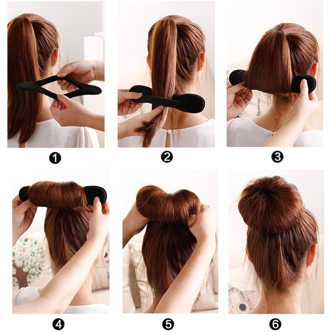 Kit 4 Ciambelle Chignon, Facili e Veloci per Capelli con Accessori in Spugna, per Bambine e Donne, 2 Piccole e 2 Grandi, Colore Nero