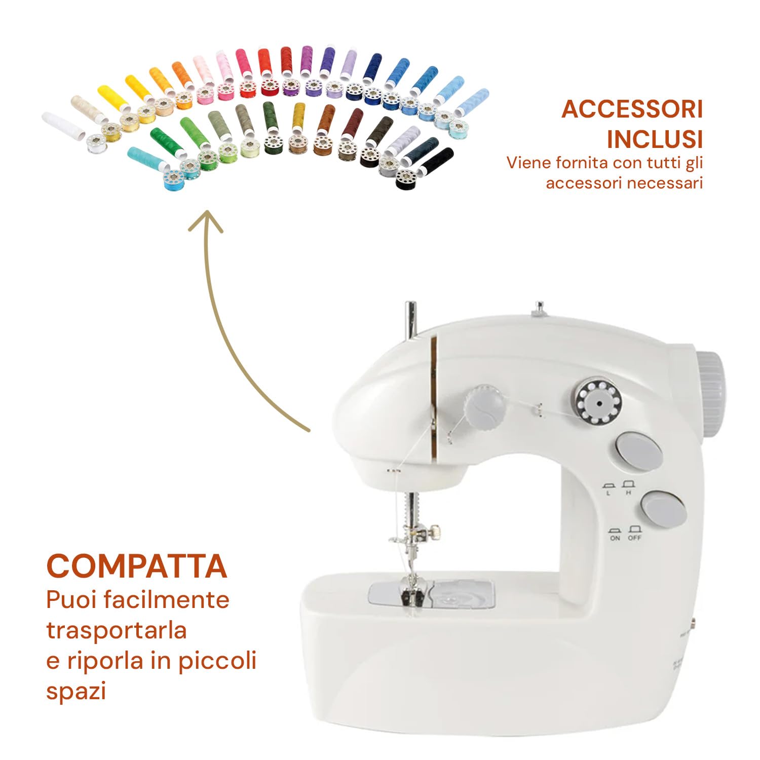 Avilia Macchina da Cucire Piccola Compatta con 12 Punti e Accessori - Ideale per chi ha Vuole Imparare a Cucire o per Riparazioni Rapide - con 2 Velocità Regolabili, Leggera e Salvaspazio