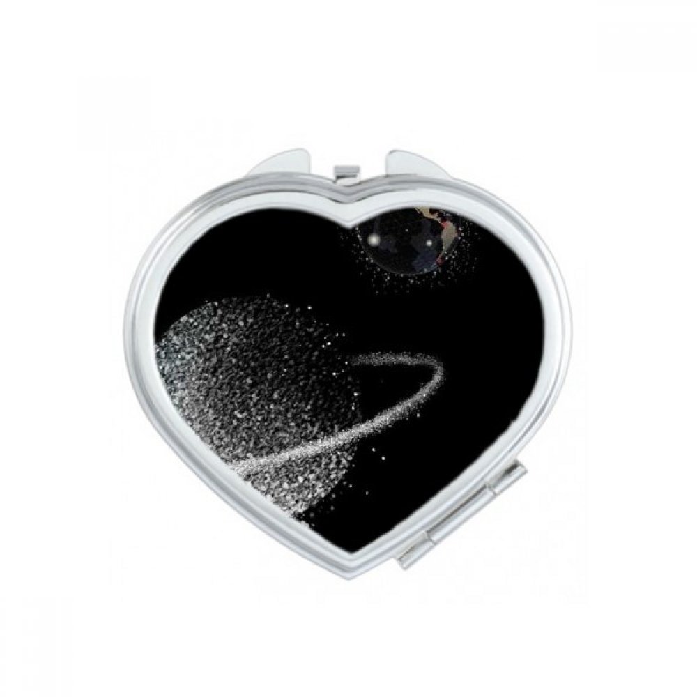 Miroir de poche compact mignon avec motif de nébuleuses bleu et blanc pour retouches