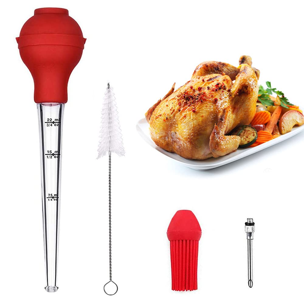 Cenrong Red Food Syringe, Marinade Syringe, Sauce Syringe, Meat Injector For Roasted Turkey, Beef, Pork, Fish, Barbecue