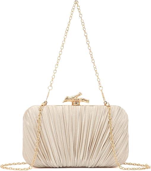 Clutch Purses for Women Evening Bag Pleated Clutch Bag with Chain