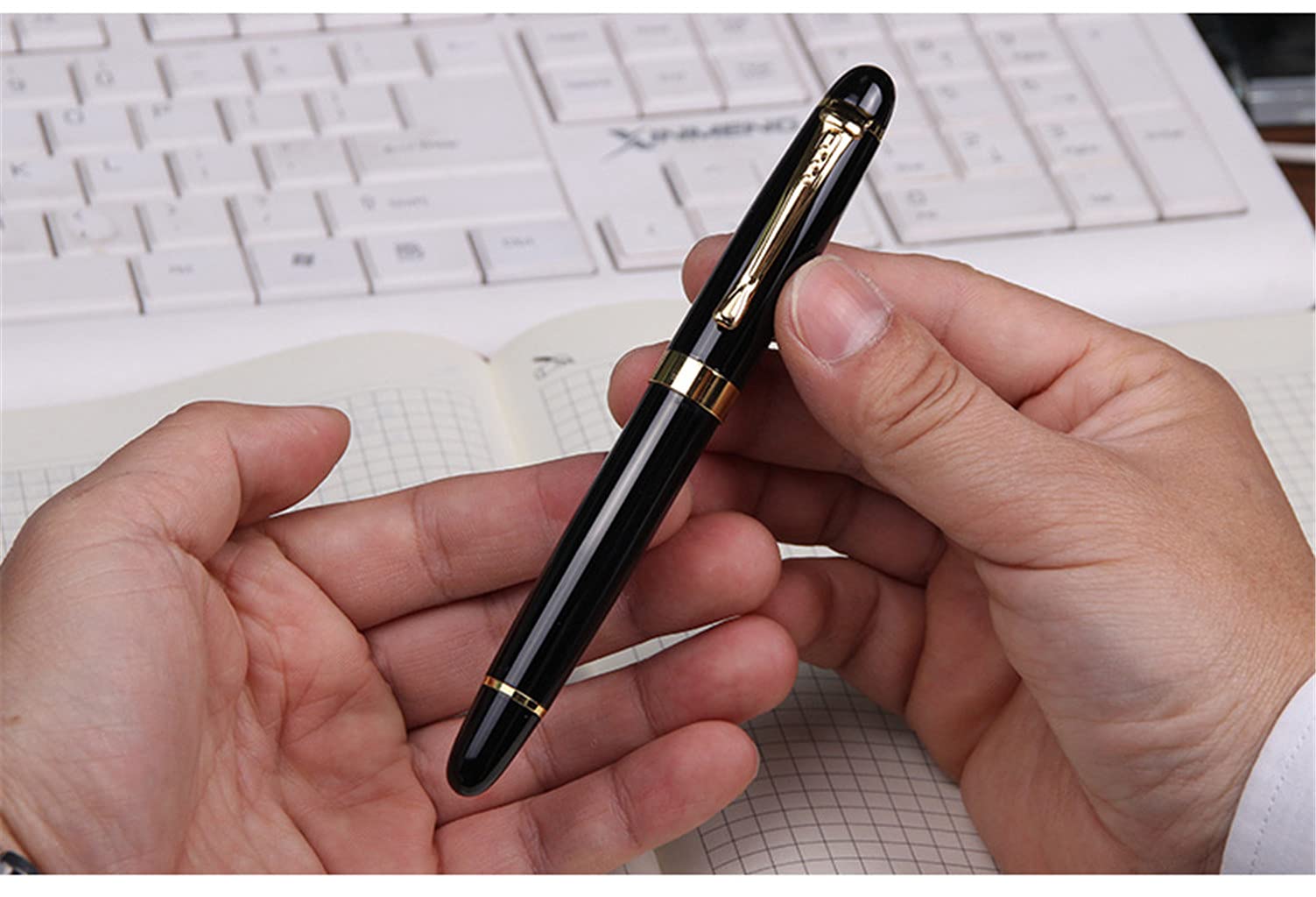 Amazon | 金色の18kgpブロードペン先の中型で で な高級万年筆450
