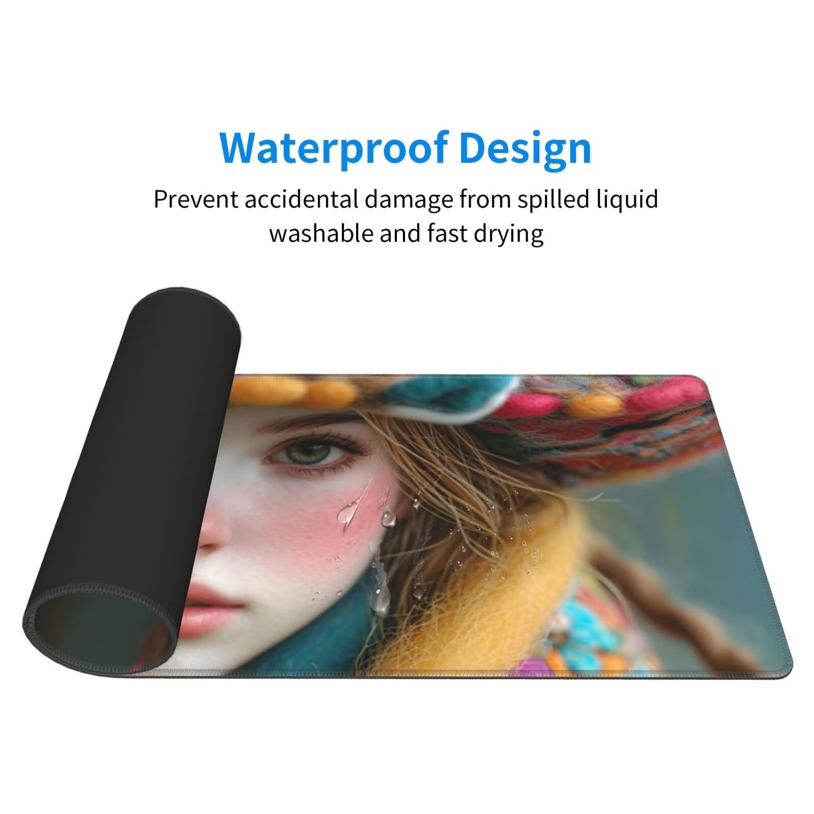 Tappetino Mouse, Tappetino Mouse Gaming Grande XXL 1500x800x3mm Tappetino Scrivania Mouse Pad, Base in Gomma Antiscivolo, Bordi Cuciti,Lavabile, Mousepad per Ufficio e Gaming (ragazza) R-540