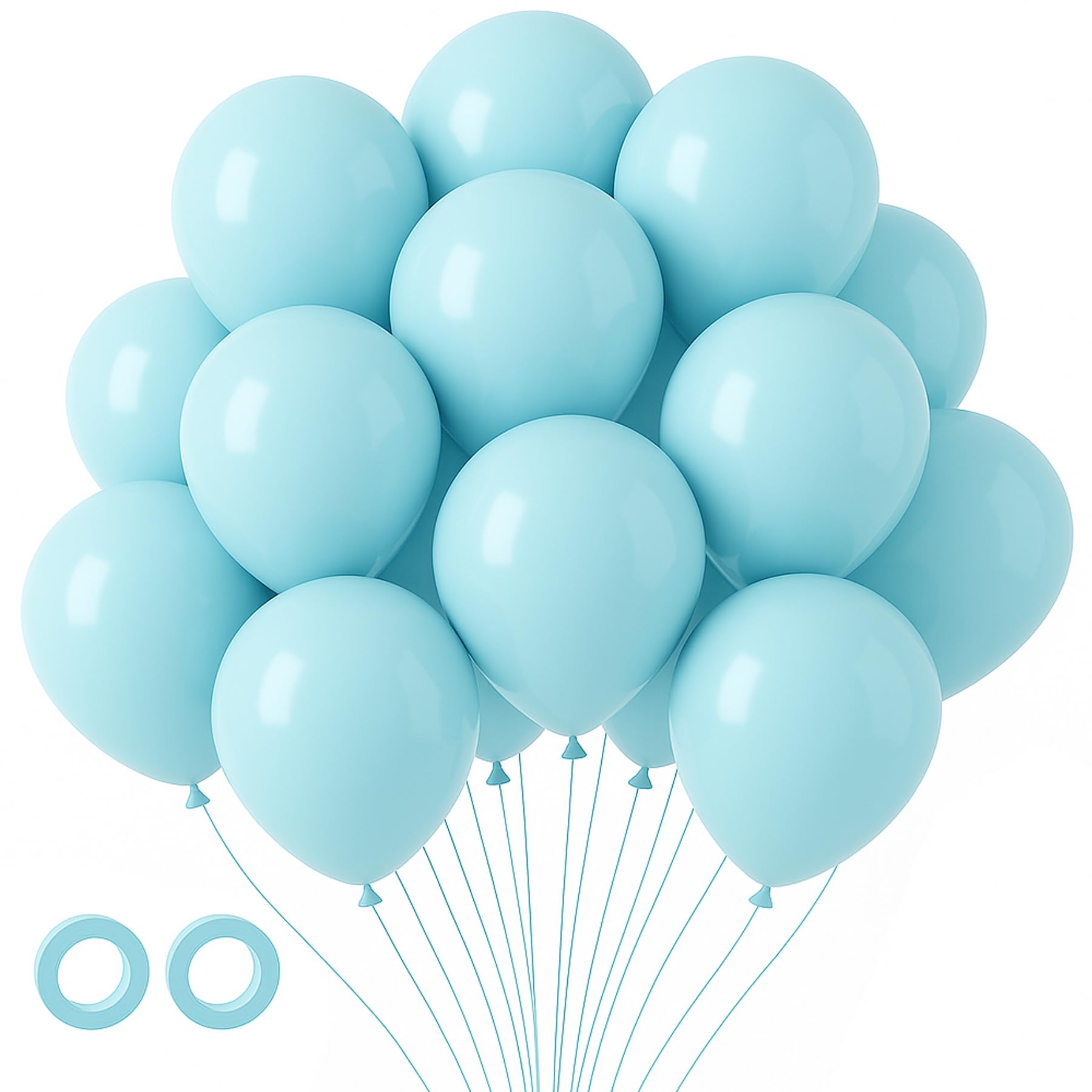 Voircoloria 105pcs Pale Aqua Party Latex Balloons, 12inch