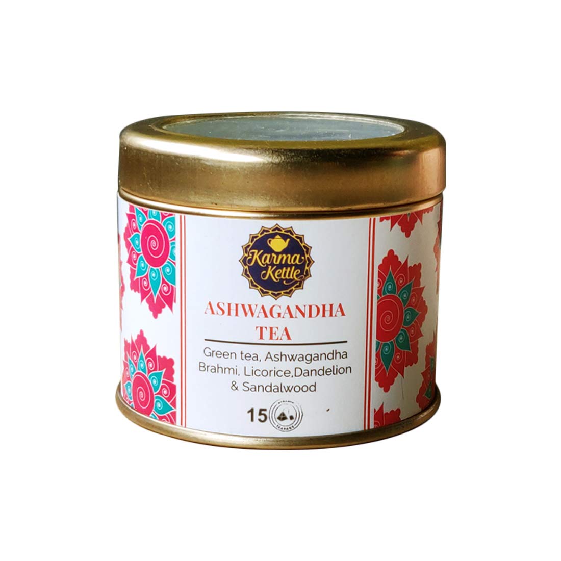 Karma Kettle Ashwagandha Green Tea with Ashwagandha Flakes, Brahmi Flakes, Licorice, Dandelion & Sandalwood Powder (15 Pyramid Teabags), 30 g (B0899PM4LC) Amazon Price History, Amazon Price Tracker