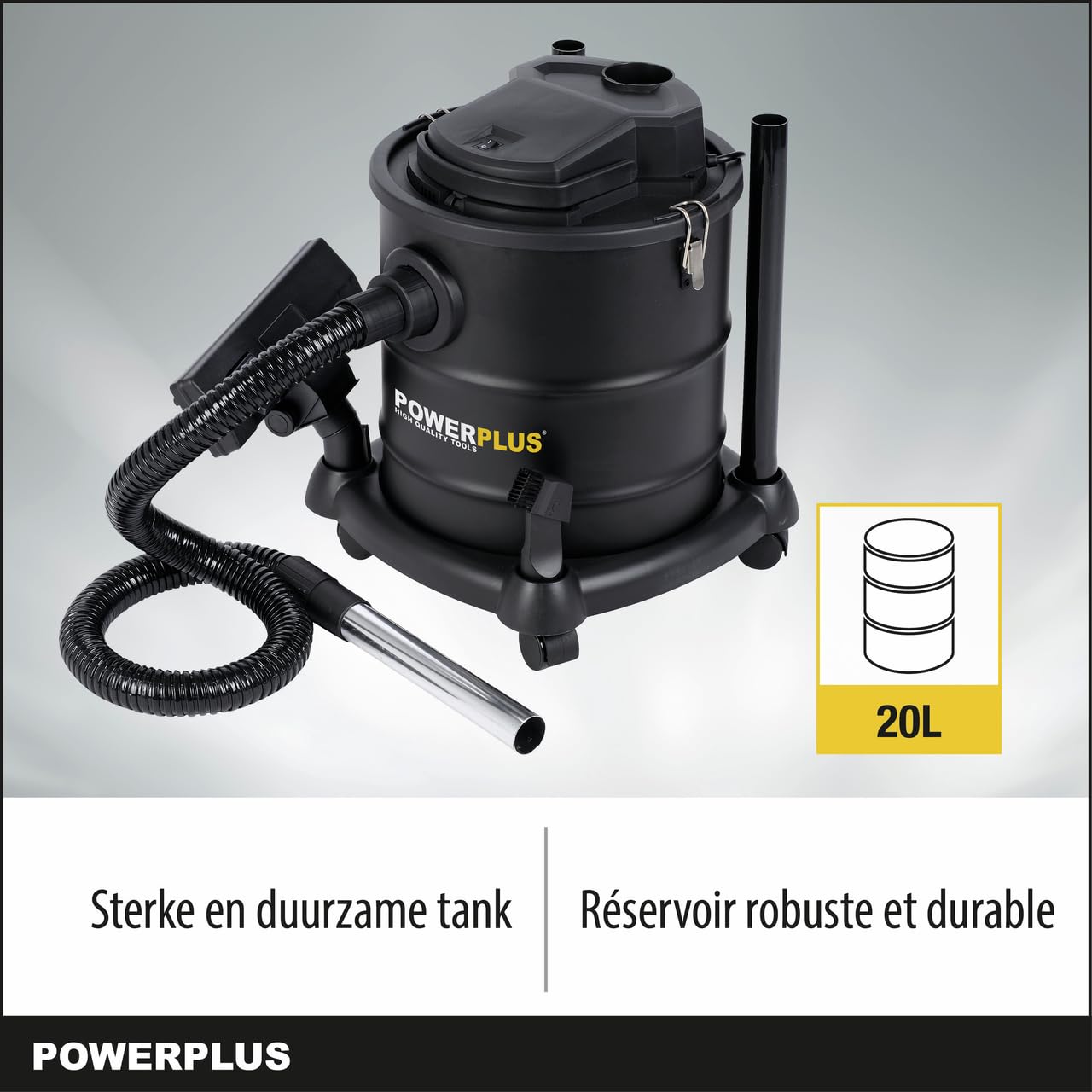Varo Powerplus POWX308-1 elektryczny odkurzacz do popiołu 200 W, do kominka, pieca, do popiołu, zbiornik 20 l, maks. 60°