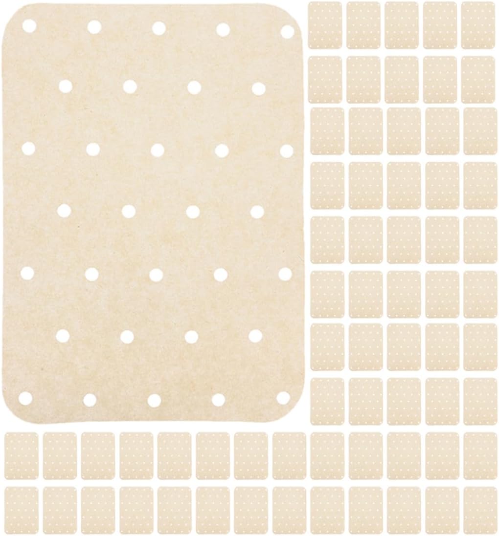 360pcs Unbleached Perforated Parchment Paper Sheets Non-stick Heat-resistant Cooking Liners Oil-absorbing Disposable Baking and Steaming Paper for Kitchen Cooking