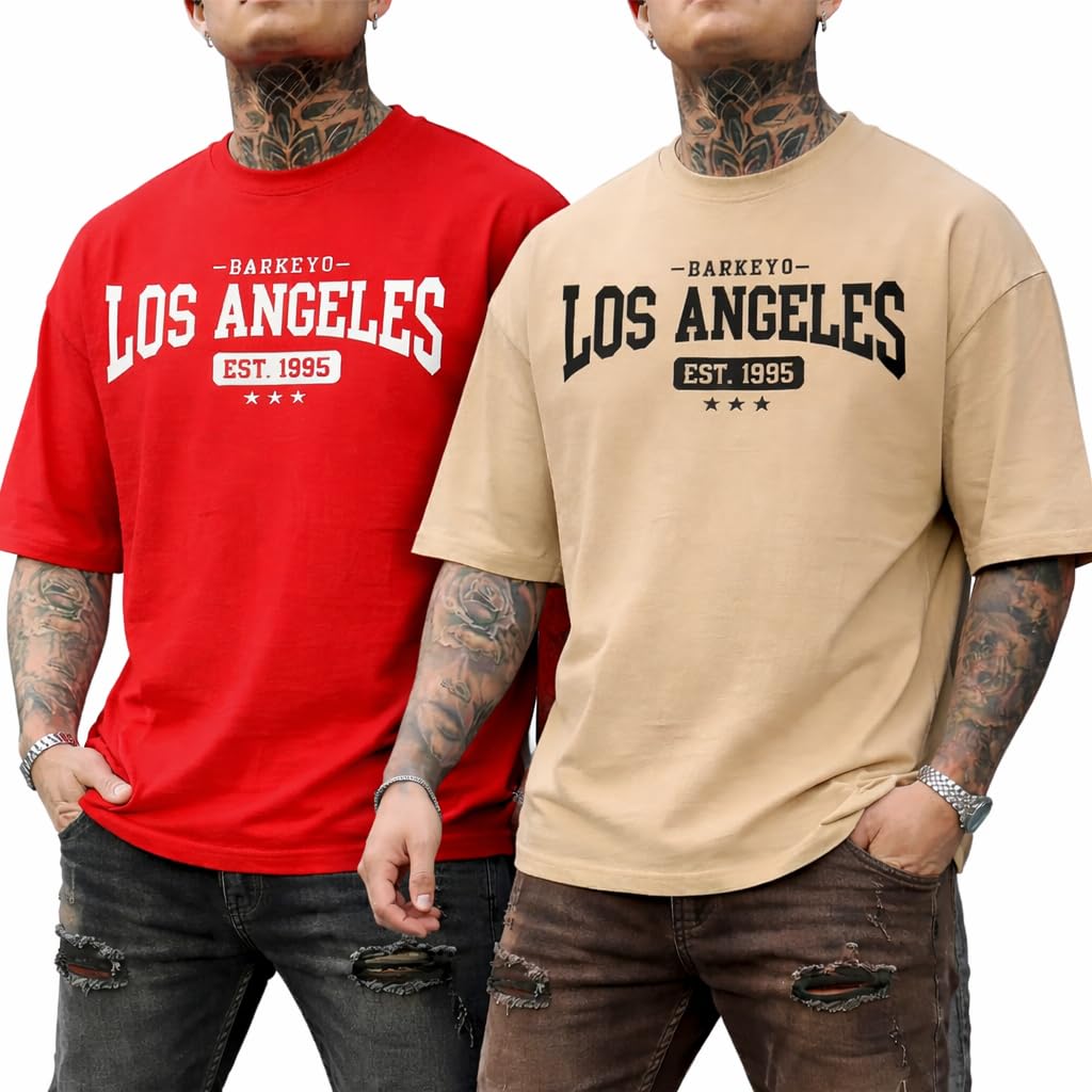 barkeyo Men Los Angeles Oversized T-Shirt Material French Terry Size-picture-11