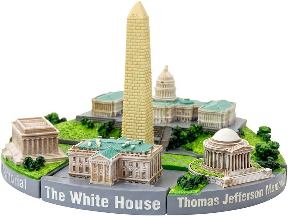 City-Souvenirs Washington DC Landmark Statue Skyline 6 Inches Capitol White House Washington Monument Lincoln and Jefferson Memorial
