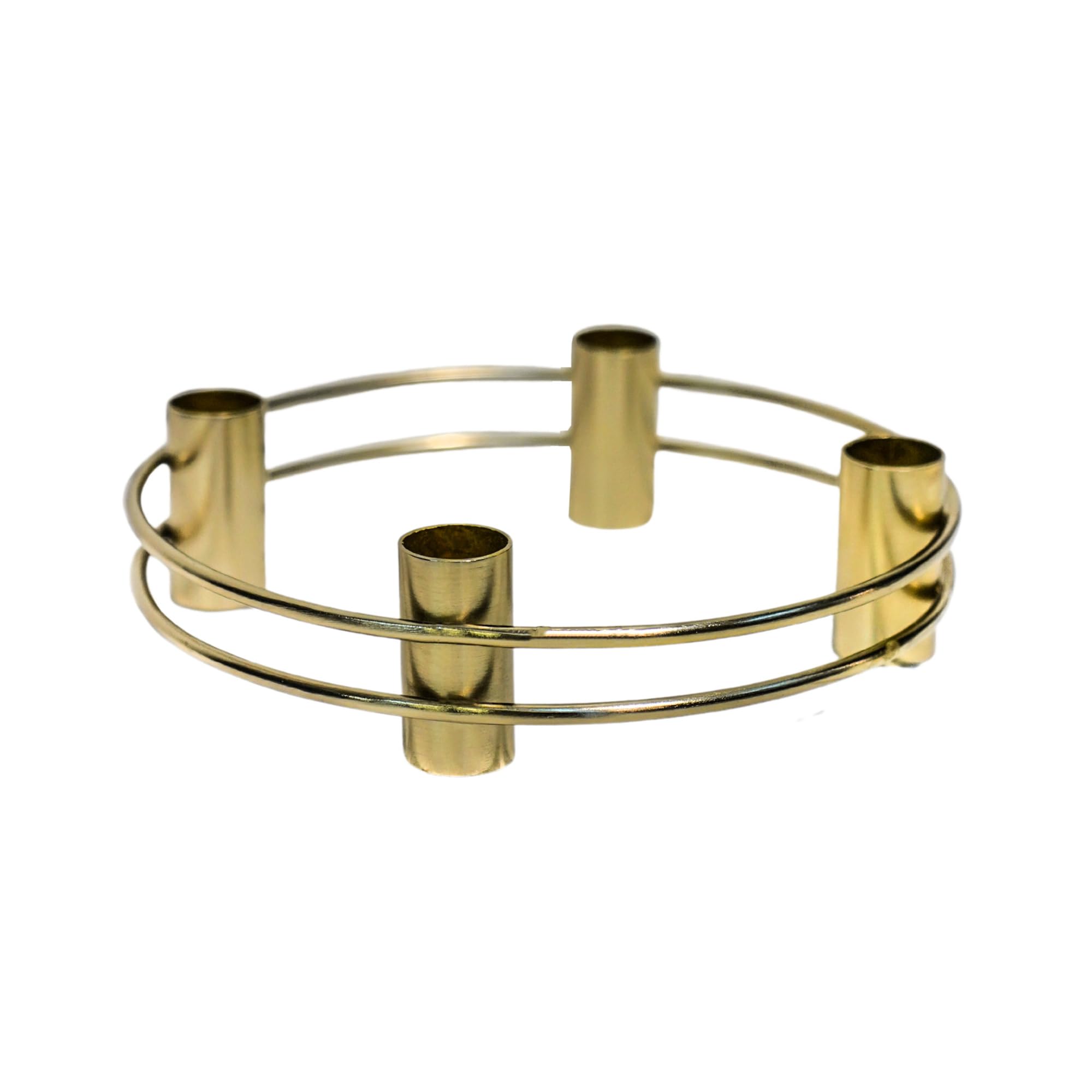Ivyline Avery Candle Holder in Gold with Double Ring Design - Elegant Candlestick Table Centrepiece Decoration - H5 x D20 cm โ image 1