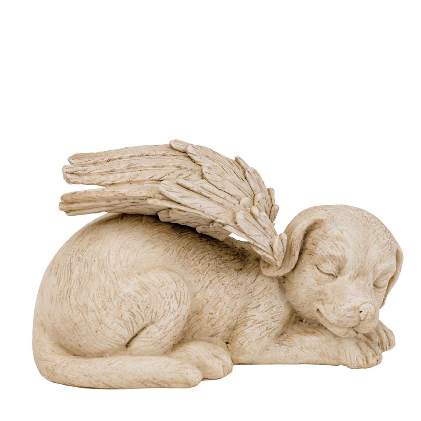 Engel Hund Statue – Schlafender Hund Mit Flügeln Als Gartenfigur & Erinnerungsstück (25,4 Cm, Polyresin)