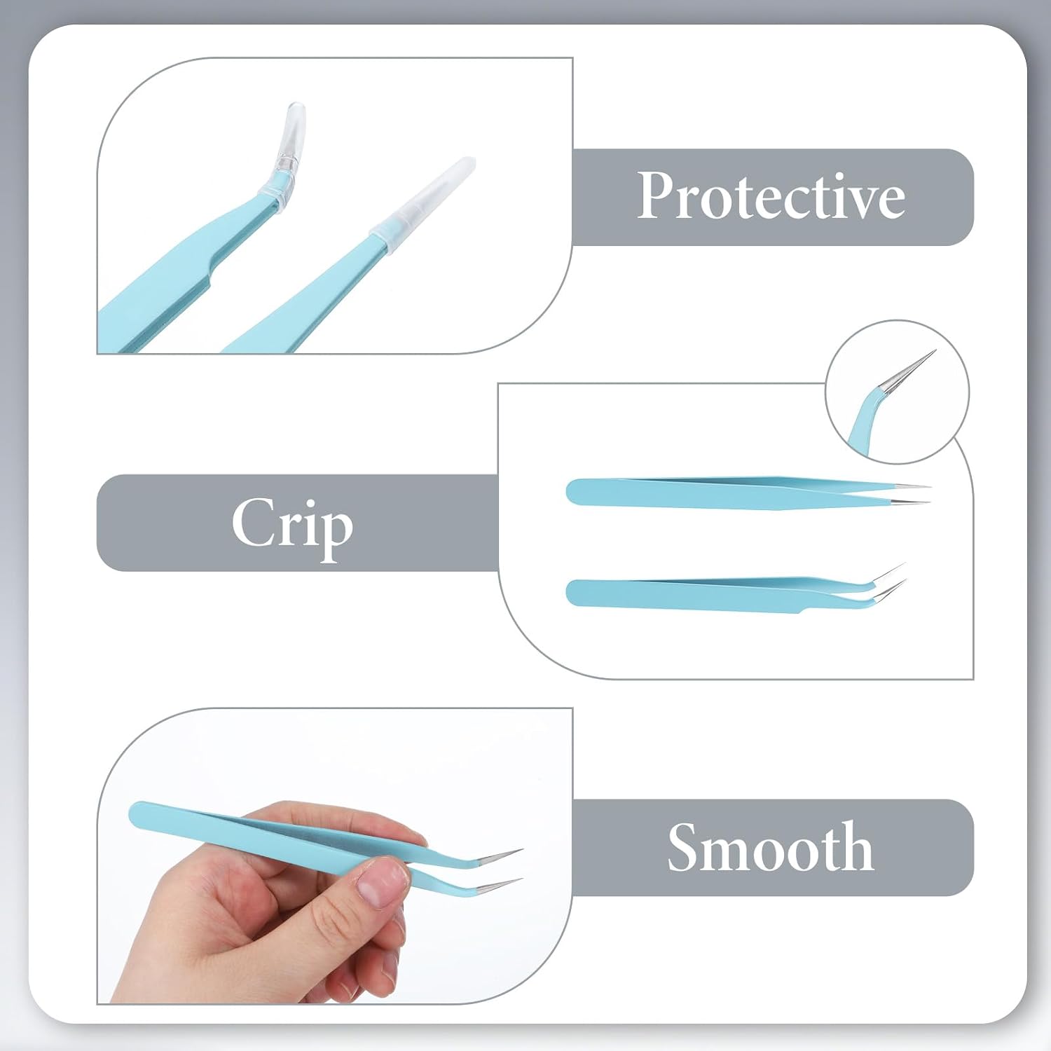 Sticker Tweezers, 2 Pcs Craft Tweezers Scrapbooking Tools Precision Tweezer Blue Cute Crafting Tweezer for Stickers Lashes Electronics Scrapbooking (Light Blue)