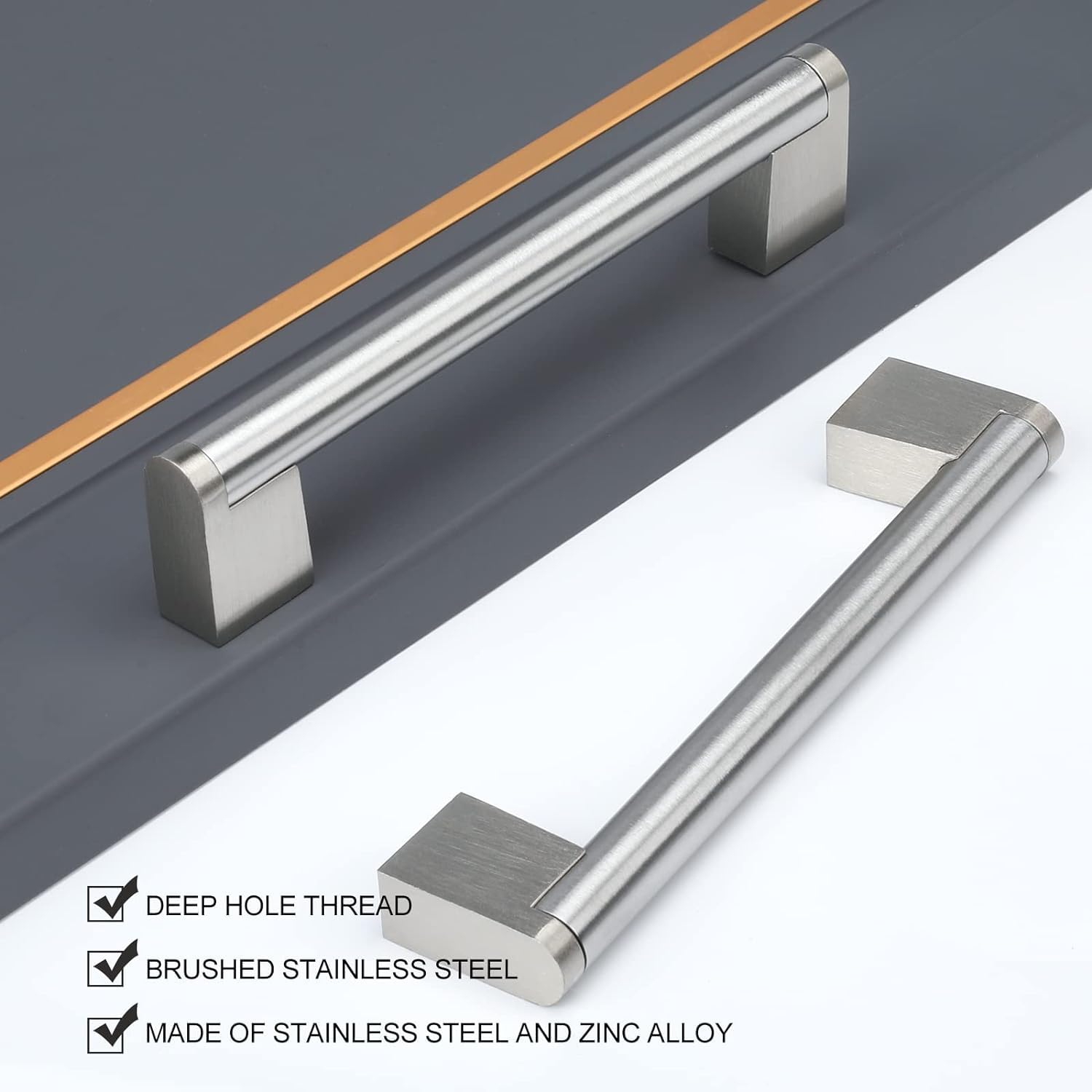Goldenwarm 50 Piezas 128mm Tiradores Cocina Plata Cepillado Armarios | Tiradores de mueble en acero inoxidable resistentes al agua, aptos para gabinetes y cajones de baño.