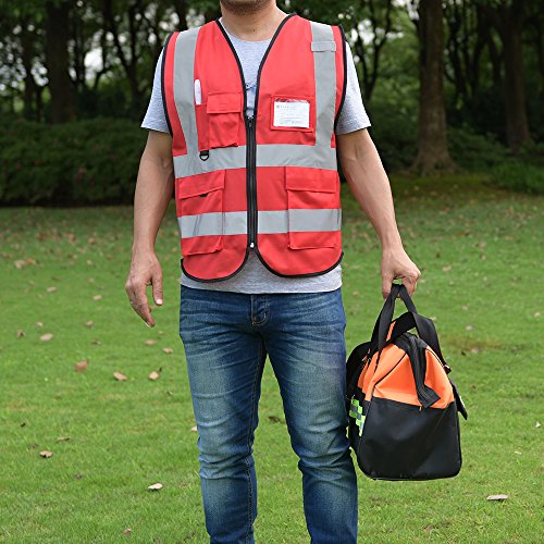 zojo Coletes de segurança de alta visibilidade com bolsos, colete refletivo por para trabalhos ao ar
