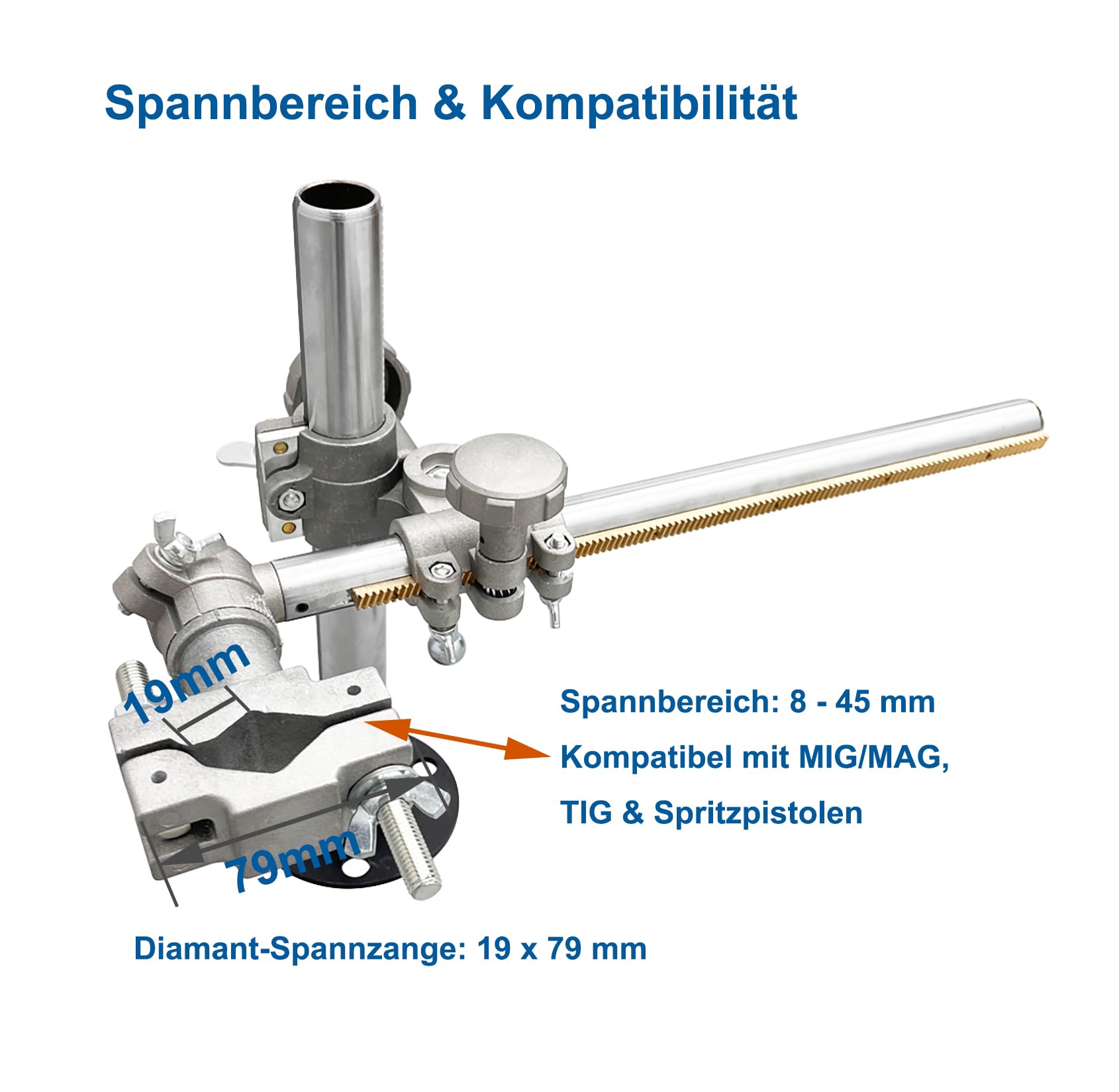 Schweißbrenner Halter 300x300mm, für WIG/MAG,V-Spannfutter