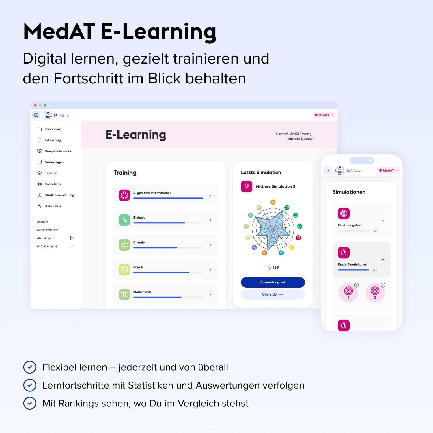 MedGurus - MedAT – Komplettpaket zur Vorbereitung auf den Medizinertest MedAT für das Medizinstudium in Österreich – Buchreihe & E-Learning mit über 8.000 Übungsaufgaben und MedAT Testsimulation