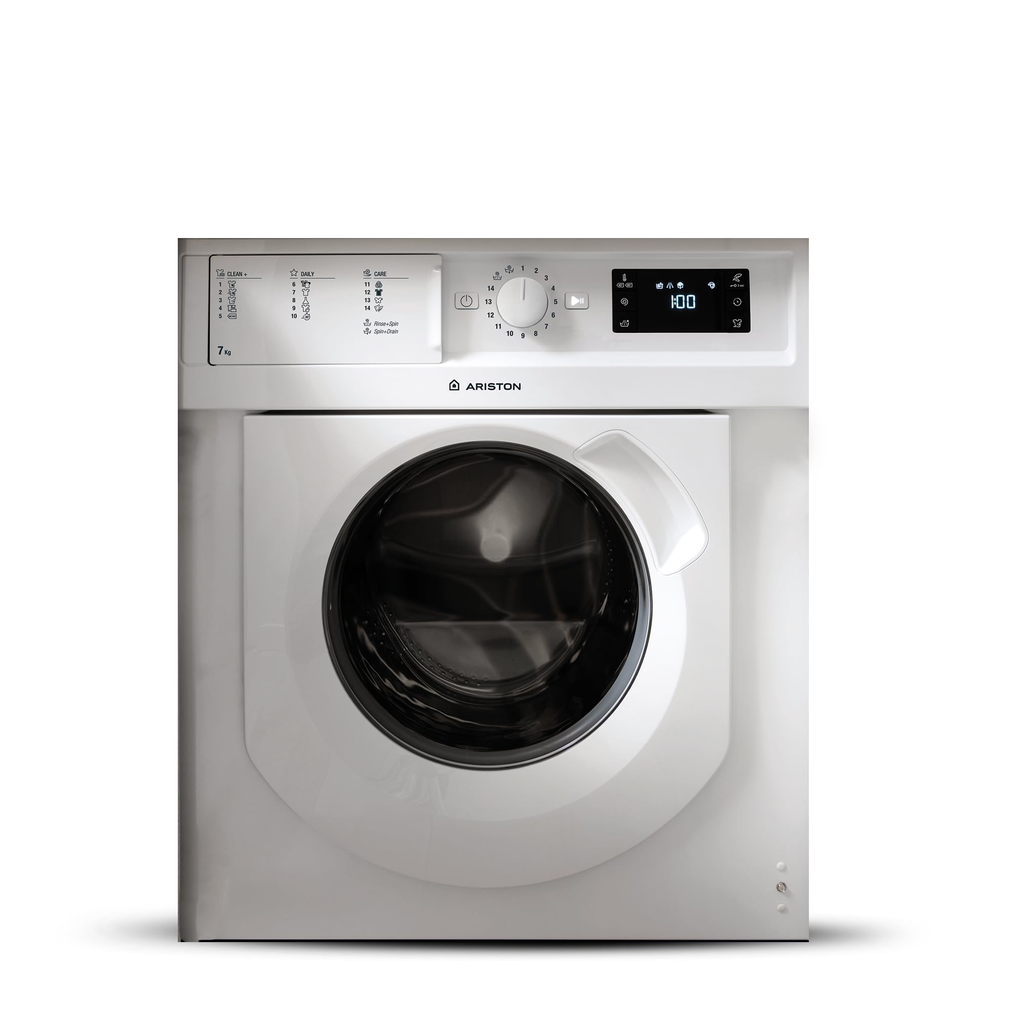Ariston Built In 7/5 KG Washer Dryer, 1200 RPM with Inverter Motor, 16 Wash & 12 Dry Programs, Fully Automatic Front Load Washing Drying Combo Machine, Big Digit Display, Made in Poland BIWDHL75128MEA