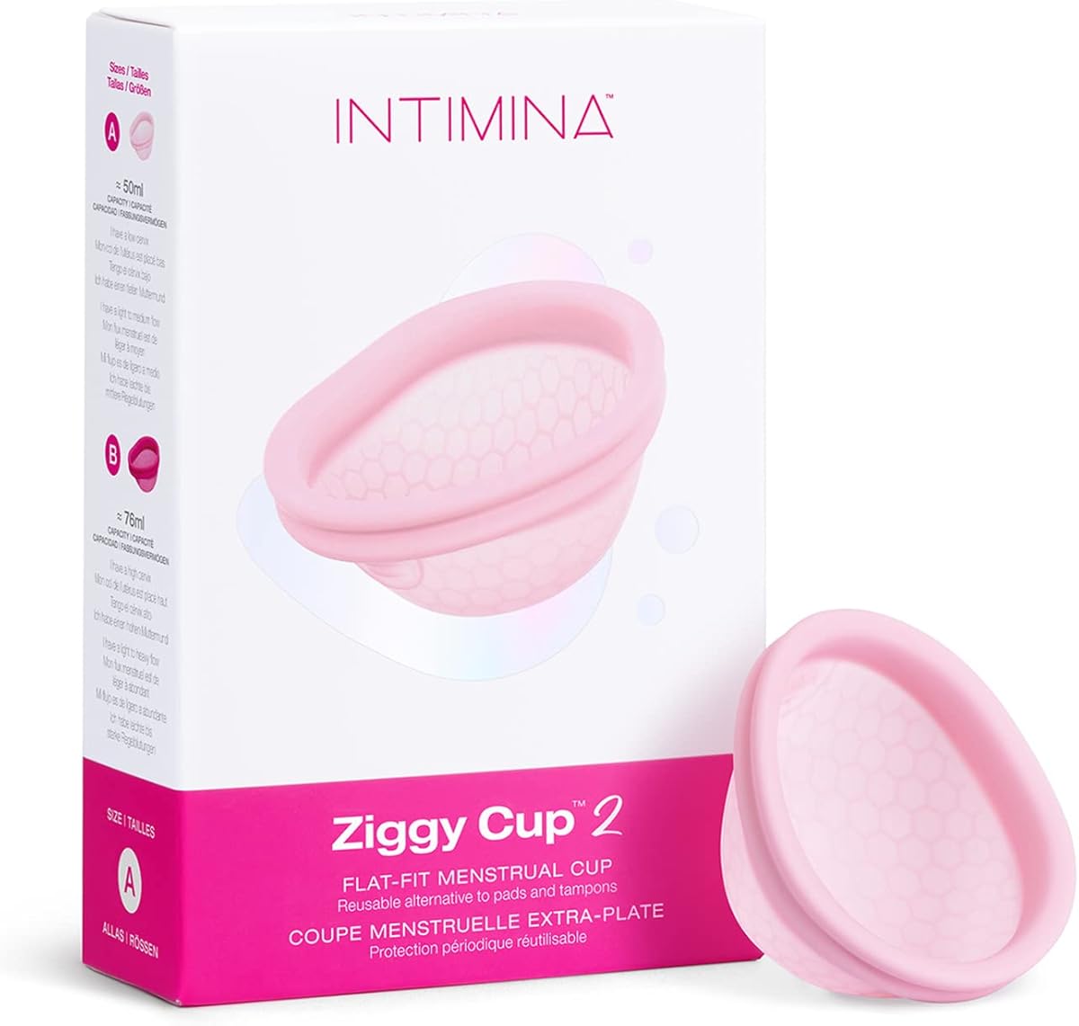INTIMINA Ziggy Cup 2 - Extradünne, Wiederverwendbare Menstruationsscheibe mit Flacher Passform, Menstruationstasse, (Größe A)