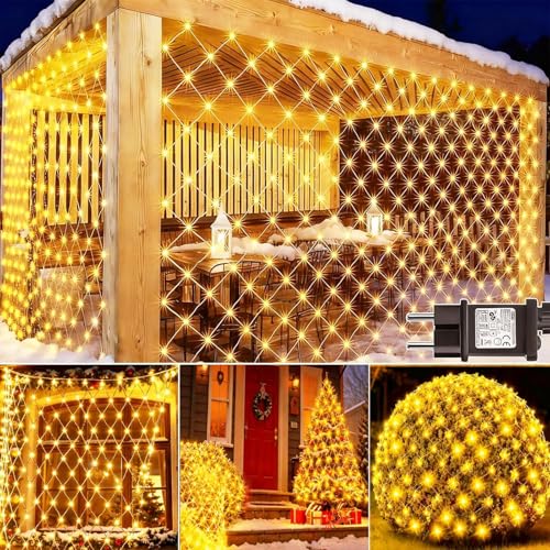 Dekofun Lichternetz Außen 3x2m 200 LED Lichterkette Netz Außen mit Timer,...