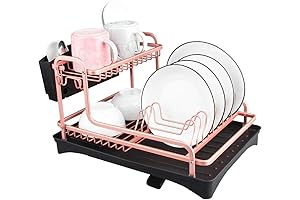 Premium Rust-Resistant Aluminum Dish Drying Rack in Matt Rose Gold