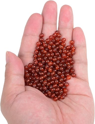 Miniatura 53 de Bymitel - 140 cuentas de cristal natural, piedras preciosas redondas energéticas y curativas sueltas con cordón elástico para hacer joyas, pulseras