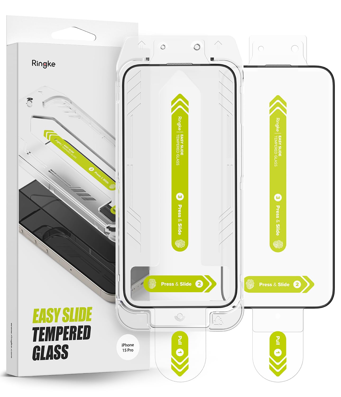 Ringke Easy Slide Glass [2 Pack] Compatible with iPhone 15 Pro Screen Protector with Installation Tool, HD Quality 9H Hardness Shatterproof Tempered Glass Film (B0CZPJQSS3) Amazon Price History, Amazon Price Tracker