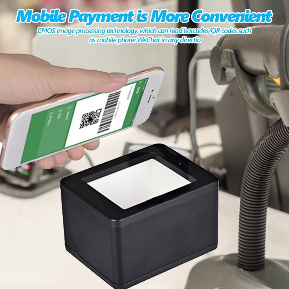 ASHATA Scanner di Codici a Barre da Tavolo, Scanner di Codici a Barre a 360°, Piattaforma di Scansione di Codici QR, Pagamento Mobile per Supermercati CMOS