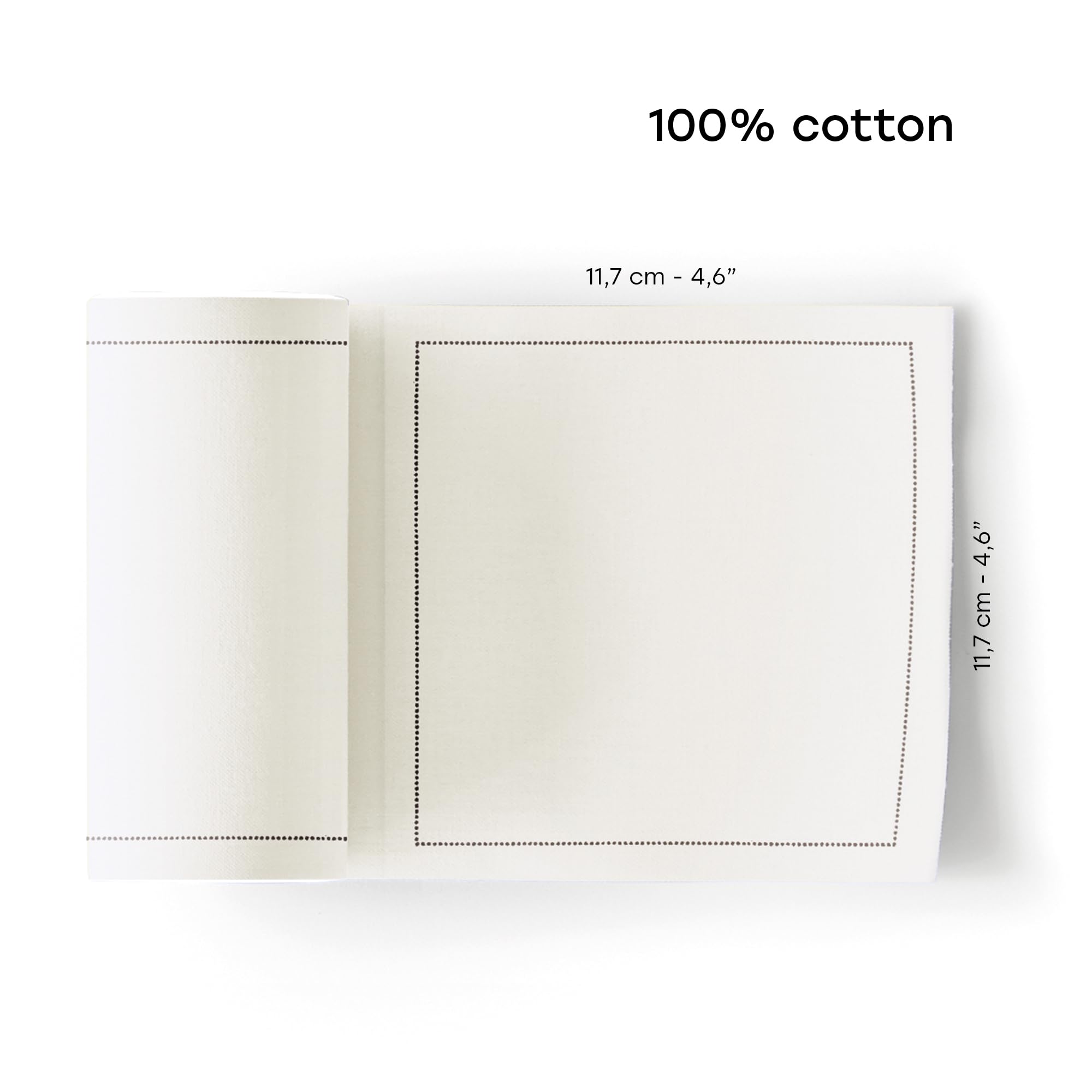 MY DRAP Rouleau de 100 serviettes en tissu | 12 x 12 cm | Serviettes pour événements, restaurants, restaurants | 100 % coton | réutilisables | Écru | Format rouleau | Unités prédécoupées