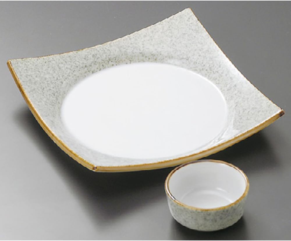 Yamasita Craft 11026210 Fuchi Sabi Green Blowing Appetizer Plate, 6.7 x 6.7 x 6.7 inches (17 x 17 x 17 cm)