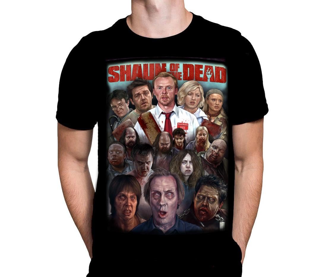 Wild Star Hearts WSH - Shaun of The Dead - Horror Comedy Black Comedy Halloween Film Fan Merchandise Men's Black T-Shirt
