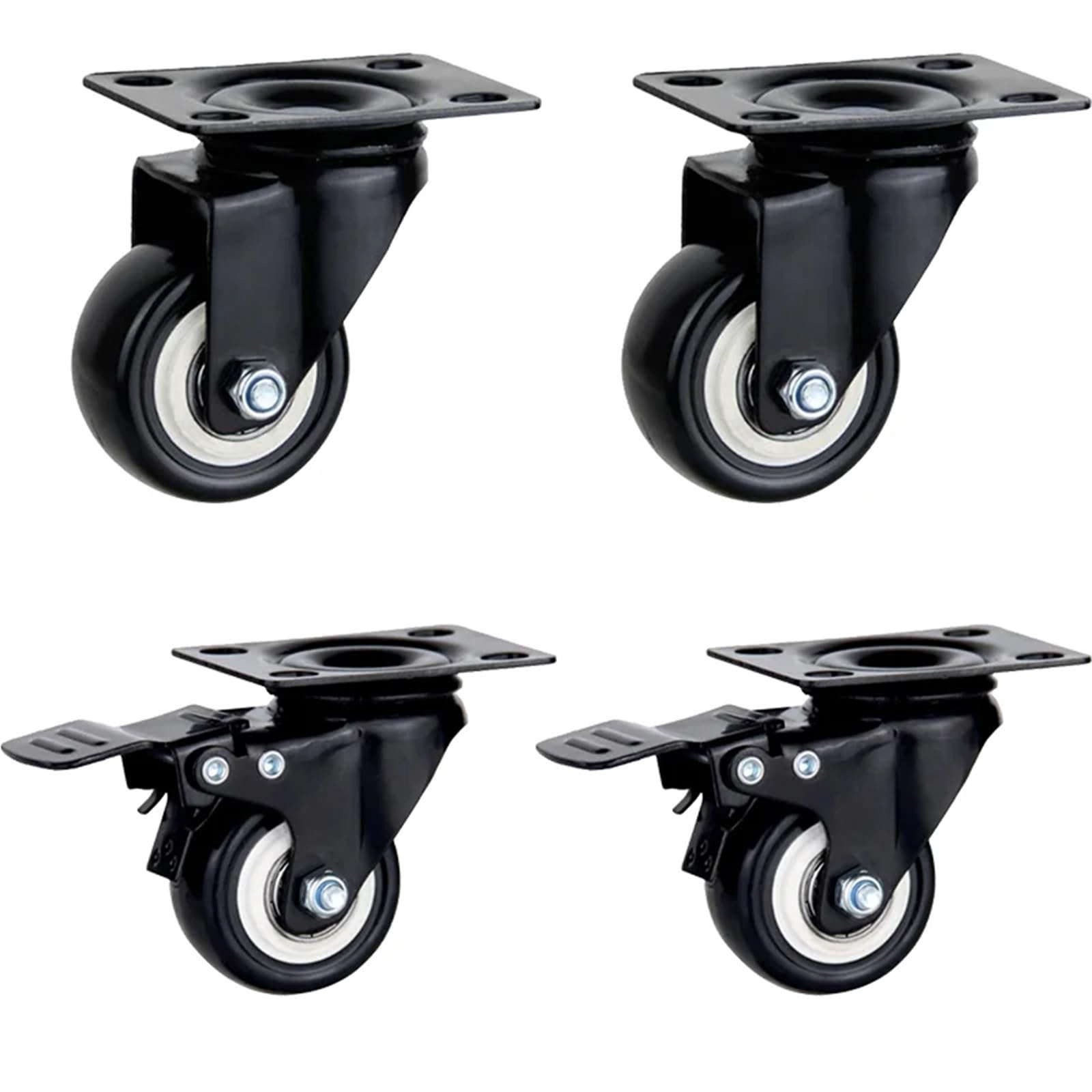 Caster Wheels, Heavy Duty Casters Rubber Wheels Rollers for Furniture Wheel Caster Wheels 360 Degrees Caster Wheel Industrial with Brake Offic(2 Swivel 2 Brake,2 inch)