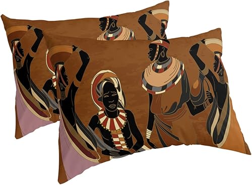 Miniatura 8 de Fundas de almohada africanas negras tamaño King, 2 paquetes de fundas de almohada suaves para cama, fundas de almohada decorativas de lujo, funda de