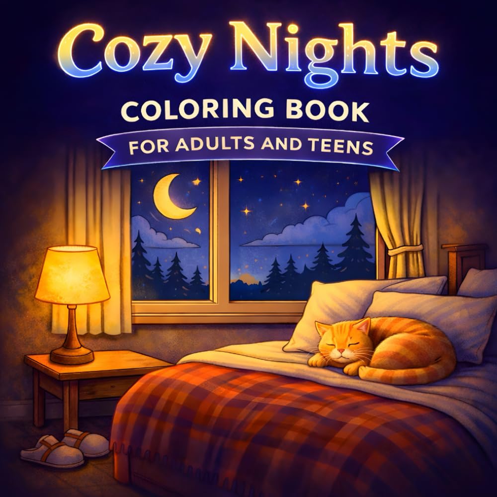 Cozy Nights Coloring Book: Relaxing Nighttime Scenes for Adults and Teens (Cozy Coloring Books For Adults And Teens)