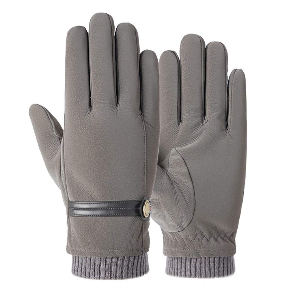 Guanti Caldi di Inverno più Velluto Spessore Impermeabile Guanti Schermo Touch Fredda Guanti Uomo (Color : Gray, Size : One Size)